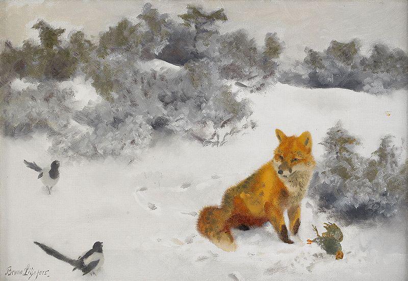 bruno liljefors Fox in Winter Landscape oil painting image